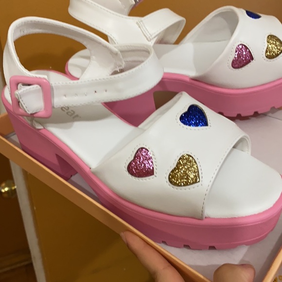 Dolls Kill Shoes - Koi Footwear Sticky Sweet Heart Platform Sandal Size 8